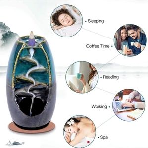 SPACEKEEPER Ceramic Backflow Incense Holder Incense Burner Waterfall